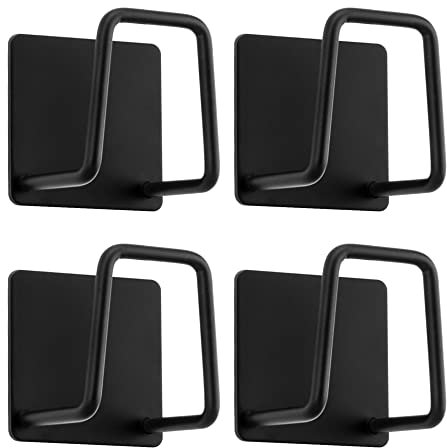 Damita Schwammhalter - Spülschwamm-Haken aus 304-Edelstahl, selbstklebend - Praktisches Spülbecken-Zubehör - Klebehaken, Organizer, Aufbewahrung, Organisation in Küche & Bad (Schwarz, 4)