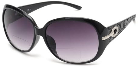 JM Klassisch Bifokale Lese Sonnenbrille für Damen Jahrgang Lesebrille Draussen UV-Schutz Schwarz +1.5