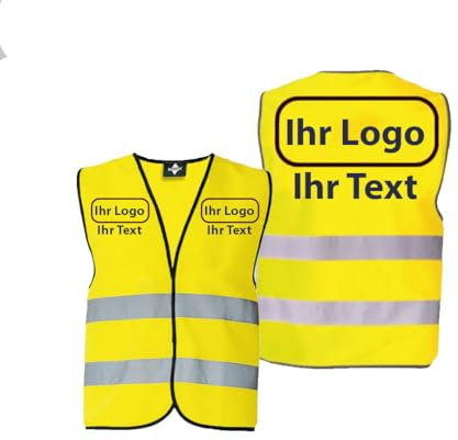 Generic Personalisierbare Warnweste / Sicherheitsweste in verschiedenen Farben | farbig bedruckbar mit Text und / oder Logo | mit Reflex-Leuchtstreifen, Signal Yellow, XL, 1006889