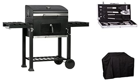 Barbacoa De Carbón Barbacoa Barbacoa,Charcoal Gril Backyard Smoker Cocina Al Aire Libre,con Funda Resistente Y Kit De Herramientas para Barbacoa,para Acampar Al Aire Libre, Patio, Jardín