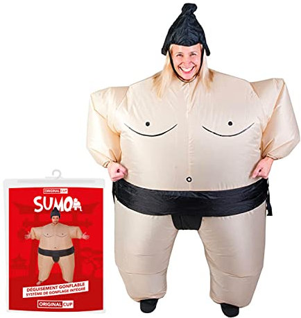 AirSuit® Aufblasbares Kostüm Sumo | Ausgefallenes Auflbaskostüm | Premium Qualität | Größe Erwachsene 160 bis 190cm | Polyester | Angenehm tragbar | Resistent | Mit Aufblassystem | OriginalCup®