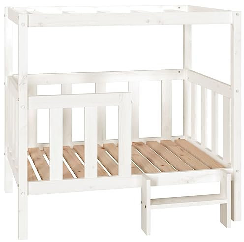 vidaXL Hundebett Weiß 105,5x83,5x100cm Massivholz Kiefer Schlafplatz Hund