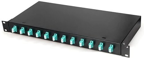 HAIZHI 12 Port 24 Core Fiber Patch Panel LC OM3 OM2 OM1 Multimode Pigtail ODF 1U Optische Faseranschlussbox optische Faserverteilung (Color : 12Port 24Core LC OM3)