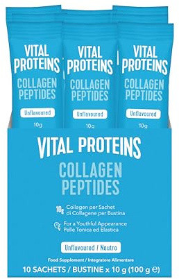 Vital Proteins Collagen Peptides Sachets, Geschmacksneutral, 10 x 10 g | Reine Kollagen-Peptide, leicht löslich, hydrolysiertes Kollagen Typ I & III