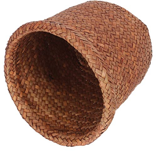 Zerodeko Rattan Waste Bin Handwoven Storage Basket Wicker Basket for Home Office Boys and Girls Room