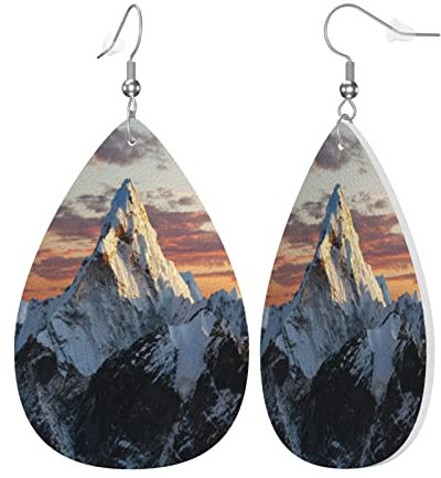 Kunstleder-Ohrringe, Berg, Nepal, Everest, für Frauen, Tropfenform, baumelnde Ohrringe, Schmuck, Geschenk, Einheitsgröße, Leder Polyvinylchlorid