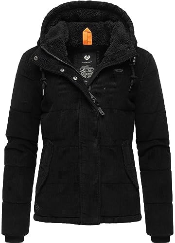 Ragwear Damen Cordjacke Winterjacke aus Kord mit kuscheligem Innenfutter und Kapuze Wuggys XS-XXL