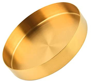 FONDOTIN Nordic Style Luxury Gold Stainless Steel Round Jewelry Storage Tray 30cm Diameter Desktop Makeup Organizer Plate Practical Display for Home and Office