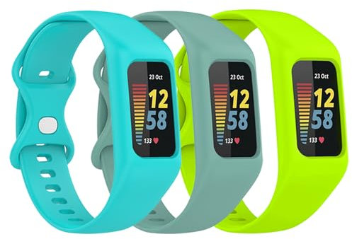 Gheper 3Pack weiches Armband Kompatibel mit Fitbit Charge 6, Charge 5, Charge 4, Charge 3/3SE Silikon Armband Rundum-Schutzband Ersatzarmband