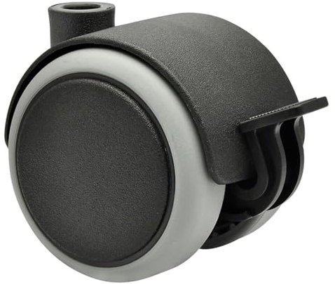 WAGNER Design Möbelrolle/Lenkrolle/Doppelrolle - soft - Durchmesser Ø 50 mm, Bauhöhe 55 mm, Feststeller, schwarz, Tragkraft 50 kg - 01172801