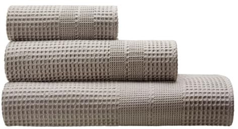 Cotonea Bio Waffelpikee-Handtuch exquisit Farbe Leinen-I461 Größe 50x100 cm