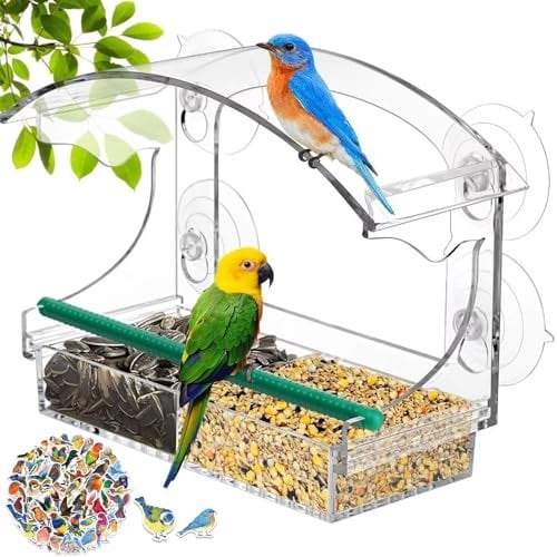 Fenster Futterhaus für Vögel,Fenster Vogelfutterhaus Acryl,Futterhaus Fenster,Vogelfutterhaus Fenster,Vogelfutterstation Fenster,Transparent Bird Feeder for Window,Transparent Vogelhaus… (B)