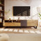 Mueble de TV Moderno con Bloques de Color y Vetas de Madera (Color Madera+Negro, 180x38x50cm)