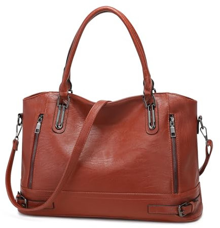 VINBAGGE Damen Handtasche Leder Henkeltasche Tasche Vintage Weiches kleine Umhängetasche Schultertasche für Frauen - Braun