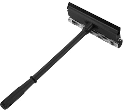 15.9 Window Squeegee for Car,2 in 1 Window Cleaner with Long Stainless Steel Handle,Sponge Car Squeegee for Gas Station, Glass,Shower,Outdoor High Window Cleaning (15.9)