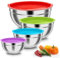 Onader Rührschüssel 4er Set, Edelstahl Schüssel mit Luftdichtem Deckel, Salatschüssel Set zum Kochen, Backen, Spülmaschinenfest & Stapelbar, 4,5L/ 3L/ 1,5L/ 1,2L - Bunt