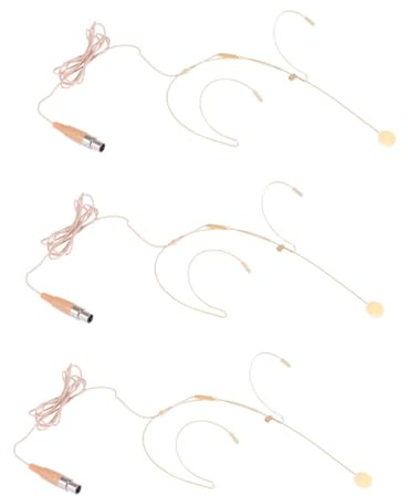 WHAMVOX 3stücke Kopfmikrofon Mit Kondensator Kabelgebunden Beige Geeignet Für Gesang Lehren Vorträge Mit XLR Pin Tragbar Und Klappbar Optimierte Sprachaufnahme Für Performer