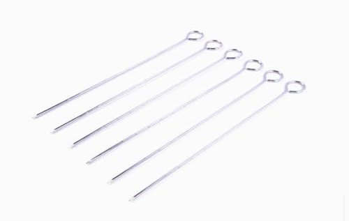 Lot de 6 brochettes à viande en acier inoxydable - 28 cm - Réutilisables - Pour barbecue, kebab, légumes, viandes - Accessoires de barbecue inoxydables, durables, plates, pointues - Idéal pour