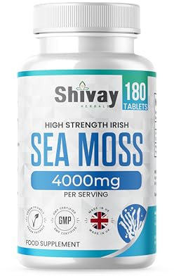 Sea Moss Extract 4000mg Per Serving | 180 Vegan Tablets - 3 Month Supply | High Strength Irish Sea Moss | Made in The UK by Shivay Herbals
