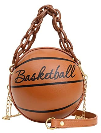 Damen-Umhängetasche, Kette, Basketball-Form, Geldbörse, runder Körper, Handtasche, Perlen, Clutch, Geldbörsen für Damen, Abendveranstaltung, braun, Einheitsgröße