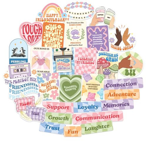 Navy Peony Pastell-Freundschafts-Vision-Board-Aufkleber (30 Stück) – Freundinnentag, Soft Preppy, Beste-Freundin-Aufkleber für Planer und Vision-Board-Partys