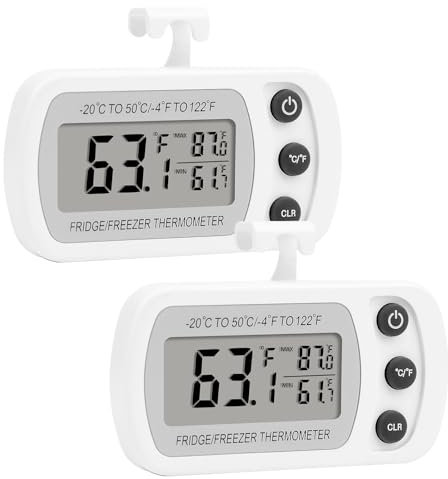 Lasubst Termómetro digital para refrigerador, 2 unidades, impermeable, color blanco