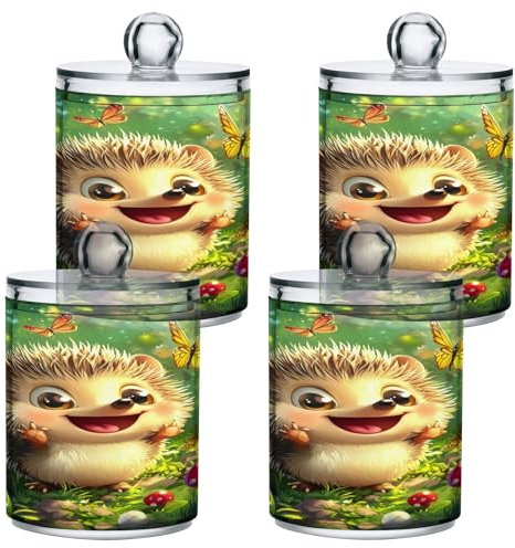 GAIREG Dispenser per tamponi di cotone a forma di riccio, funghi, confezione da 4