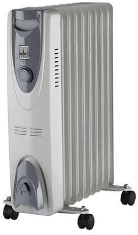 Radiador de Aceite con Termostato Ajustable - Potencias de 1000W a 2500W - Modelos de 5, 7, 9 y 11 Elementos - Calefactor Silencioso y Eficiente para Hogar y Oficina (1000 W)