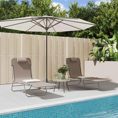 Xichuzi Sonnenliegen Klappbar 2 STK. Braun Textilene und Stahl, Gartenliege, Liegestuhl, Sonnenstuhl, Sonneninsel Outdoor, Liegen, Gartenmöbel, Bäderliege, Relaxliege - 360184