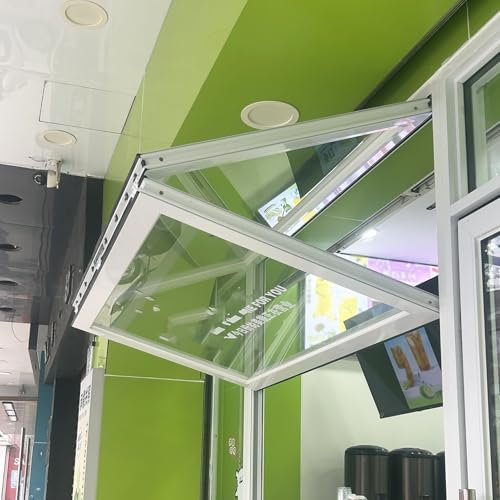 Finestra Finestre Scorrevoli Pieghevoli con Vetro Rinforzato e Serrature, Finestre in Alluminio Personalizzabili per Case Mobili, Finestra a Ghigliottina Doppia per Caffetteria di Fiori(White,28x34in/