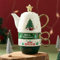 NYSDM Natale Teiera in Ceramica Tazze da tè Set con Scatola Regalo Babbo Natale/Cartone Animato Alce Teiera Tazza da caffè Decorazione per Feste in casa Regali