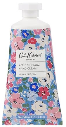 Cath Kidston Hand Cream 50ml, Shea Butter, Vitamin E, Instant Relief to Dry Hands, Moisturiser, Apple Blossom Fragrance, Pocket and Travel Size, Vegan and Cruelty Free, Beauty Gift For Her