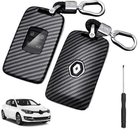 Coque de Clé 4 Boutons en Fibre de Carbone pour Re-Nault Koleos Kadjar Talisman Captur Espace Clio Mégane 2016-2024 – Protection Contre Les Rayures et Chocs, Ajustement Précis pour Clés Re-Nault
