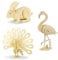 Georgie Porgy Hölzerne 3D Puzzle Sammlung Modell Kit Baukasten Holzhandwerk Kinder Puzzle Pädagogisches Spielzeug DIY Geschenk Packung 3 (Flamingo Kaninchen Pfau)