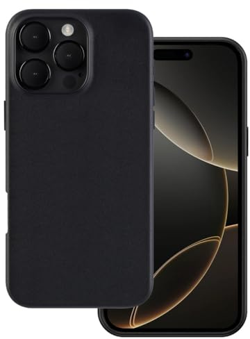 Docco Jette entworfen für iPhone 16 Pro Max Lederhülle, Echtlederhülle für iPhone 16 Pro Max, integrierte Magnete für kabelloses Laden, Mitternacht