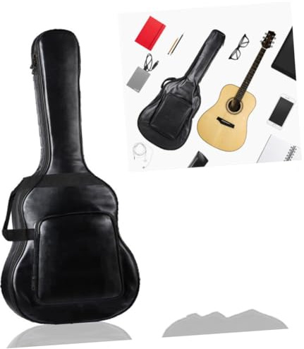 SUPVOX Custodia per Chitarra Acustica 40/41 Pollici Nera Doppia Tracolla | Pu, Antiacqua e Struttura Ergonomica, per Viaggio e Allenamento, Tasca Esterna Ampia