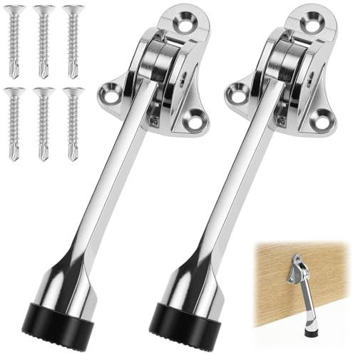 QWORK® 2 Stück Türfeststeller, Verstellbarer Metall Türstopper, für Innen- und Außentüren