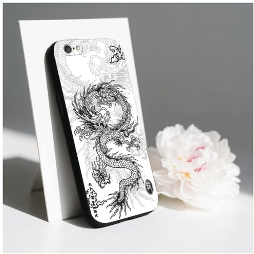 PAIXIKYZ Compatible with iPhone 6/iPhone 6s, Dragon Painted TPU Shockproof Soft Phone Case White