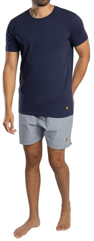 Lyle & Scott Mens Tee And Shorts Short Sleeve Pyjama Set Peacoat Gingham L