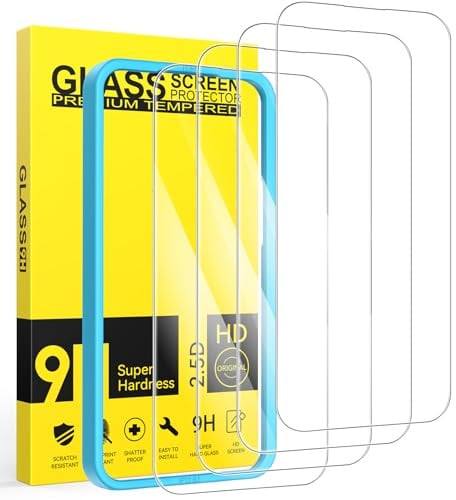 Niphabe 4 Pièces Protecteur Verre Trempé pour iPhone 17e iPhone 13 iPhone 13 Pro iPhone 14 Résistant Film Protection écran, Anti-Rayures, sans Bulles Film Protection écran avec iPhone 16e 6.1