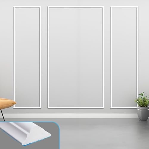 JOOFAN Self-Adhesive Wall Moulding Kit, White, 3-Frame Tall Set | Pre-cut paintable polystyrene trim with 2 frames 24 x 88 in and 1 frame 48 x 88 in