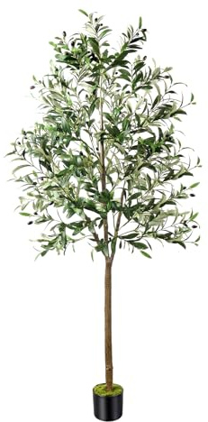 Beutrain Olivenbaum Künstlich 180cm,Künstliche Pflanzen Groß,Fake Olivenbaum mit Kunstmoos zum Dekorieren,Artificial Olive Tree im Topf für Wohnzimmer Büro,Home Decoration