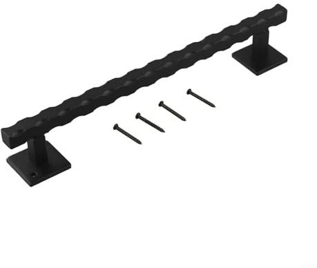 Desiumite Poignée de porte coulissante de grange en fer forgé robuste avec finition noire mate rustique pour portes coulissantes d'intérieur/extérieur, garages et (30,5 cm)