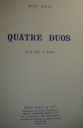 Betsy jolas: 4 duos (viola & piano)