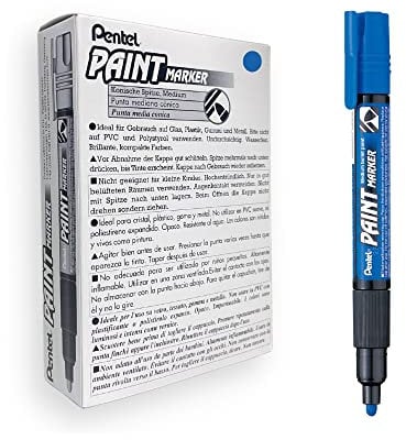 Pentel Paint Marker Lot de 12 Marqueurs permanents MMP20 Encre peinture Bleue