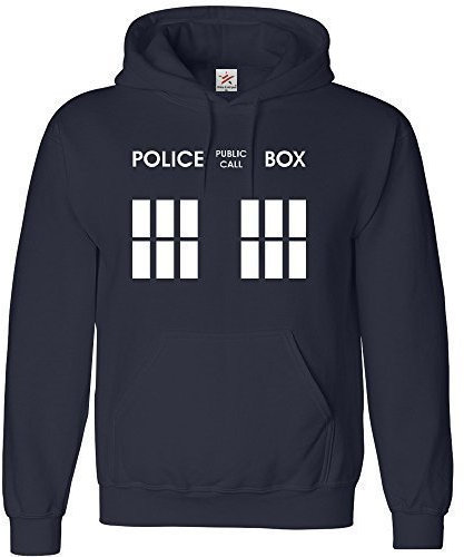 Doctor Phone Box Hoodie Sports Navy Size XL