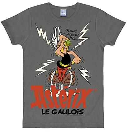 Logoshirt® Asterix le Gaulois I Zaubertrank I Slimfit T-Shirt Print I Damen & Herren I kurzärmlig I grau I Lizenziertes Originaldesign I Größe XL