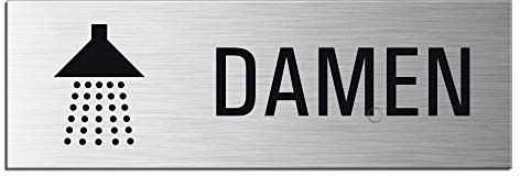 OFFORM DESIGN Schild Dusche Damen Türschild 240 x 80 mm Türschild Aluminium selbstklebend Nr.26021-S