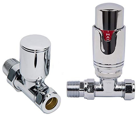 WarmeHaus Designer Straight Thermostatic Radiator Valve Pack for Towel Rails