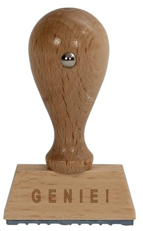 Bütic Spaß Holzstempel V1 / Fun-Stempel HS4010 mit Beschriftung oder Wunschtext, Spaßstempel:Genie!